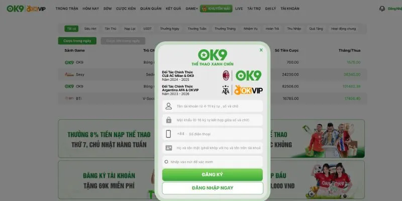 Trang chủ 36 Đăng ký - đăng nhập vào OK9 trải nghiệm cực đã